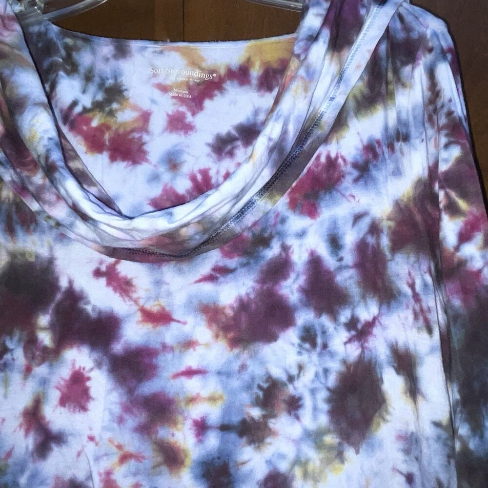 Soft Surroundings M Tie Dye Hooded Cowl Neck Tunic Top - Picture 4 of 6